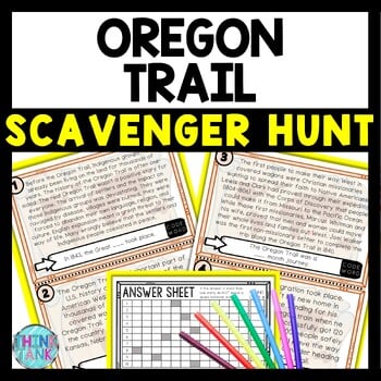Oregon Trail Scavenger Hunt Reading Comprehension Activity