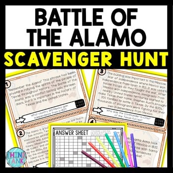 Battle of the Alamo Scavenger Hunt Reading Comprehension Activity