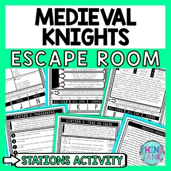 Medieval Knights Escape Room Stations - Reading Comprehension Activity