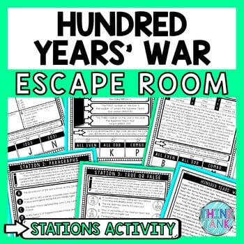 Hundred Years War Escape Room Stations - Reading Comprehension Activity