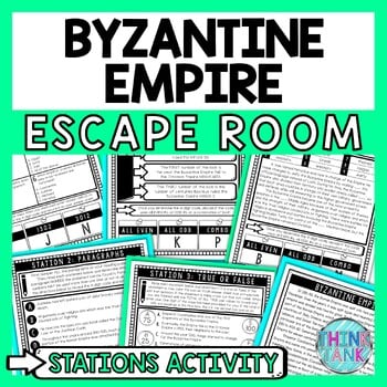 Byzantine Empire Escape Room Stations - Reading Comprehension Activity