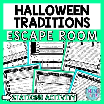 Halloween Around the World Escape Room Stations - Reading Comprehension Activity