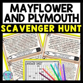 Mayflower and Plymouth Scavenger Hunt Reading Comprehension Activity