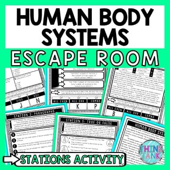 Human Body Systems Escape Room Stations - Reading Comprehension Activity