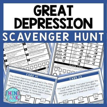 Great Depression Scavenger Hunt - Reading Comprehension Activity