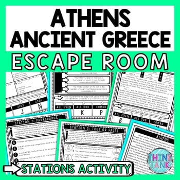 Athens Ancient Greece Escape Room Stations - Reading Comprehension Activity
