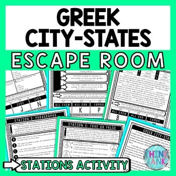 Ancient Greece City-States Escape Room Stations - Reading Comprehension Activity