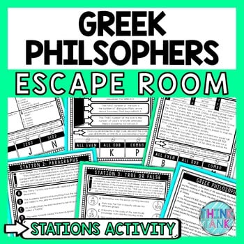 Greek Philosophers Escape Room Stations - Reading Comprehension Activity