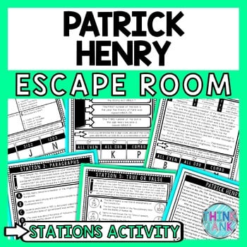 Patrick Henry Escape Room Stations - Reading Comprehension Activity