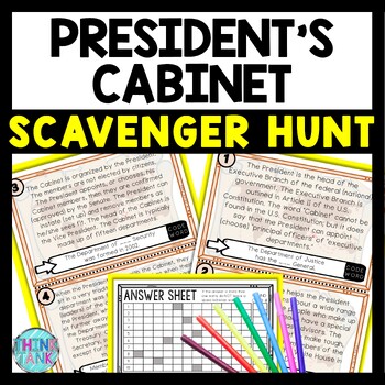 President's Cabinet Scavenger Hunt Reading Comprehension Activity
