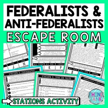 Federalists & Anti-Federalists Escape Room Stations - Reading Comprehension