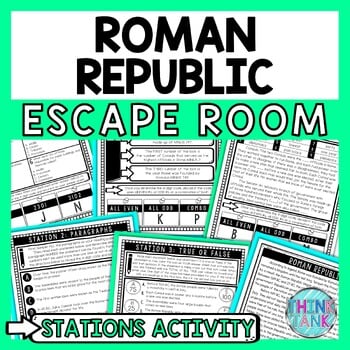 Roman Republic Escape Room Stations - Reading Comprehension Activity