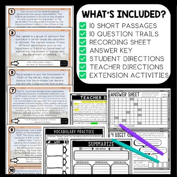 Executive Branch Scavenger Hunt Reading Comprehension Activity - Image 2