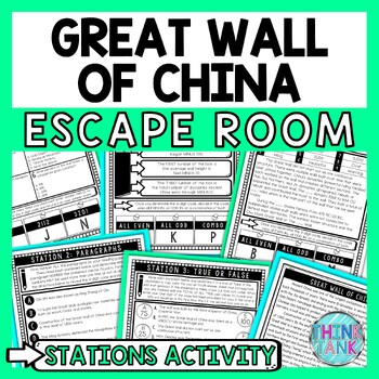 Great Wall of China Escape Room Stations - Reading Comprehension Activity