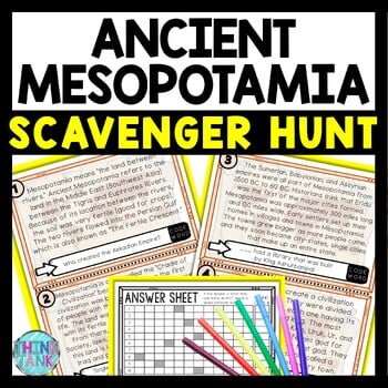 Ancient Mesopotamia Scavenger Hunt Reading Comprehension Activity