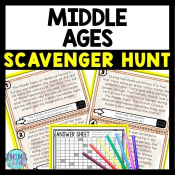 Middle Ages Scavenger Hunt Reading Comprehension Activity