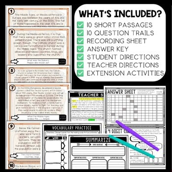 Middle Ages Scavenger Hunt Reading Comprehension Activity - Image 2