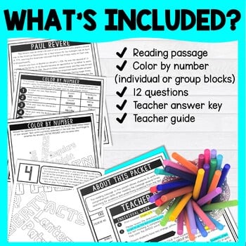 Paul Revere Color by Number - Close Reading & Text Marking - Image 2