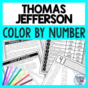 Thomas Jefferson Color by Number - Close Reading & Text Marking