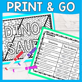 Dinosaurs Color by Number, Reading Passage and Text Marking - Image 3