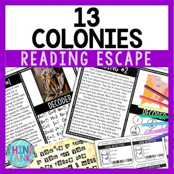 13 Colonies Reading Comprehension and Puzzle Escape Room