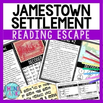 Jamestown Reading Comprehension and Puzzle Escape Room - Colonial America