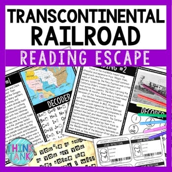 Transcontinental Railroad Reading Comprehension and Puzzle Escape Room