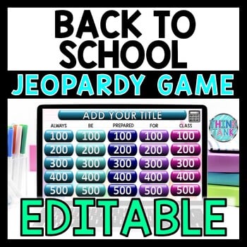 Back to School Editable Jeopardy Game - Classroom Rules and Procedures