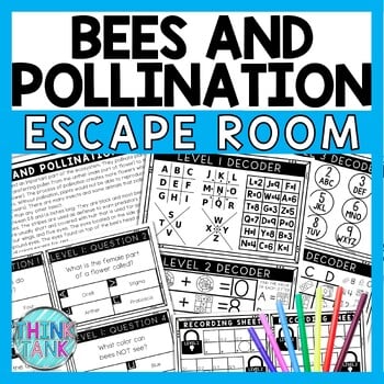Bees and Pollination Escape Room - Task Cards - Reading Comprehension