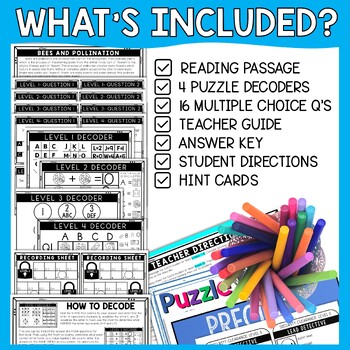 Bees and Pollination Escape Room - Task Cards - Reading Comprehension - Image 2