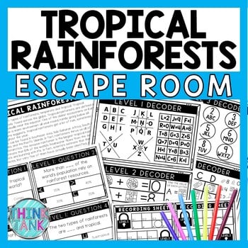 Tropical Rainforests Escape Room - Task Cards - Reading Comprehension