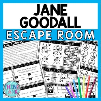 Jane Goodall Escape Room - Task Cards - Reading Comprehension