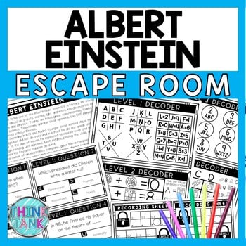 Albert Einstein Escape Room - Task Cards - Reading Comprehension