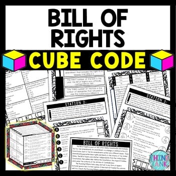 Bill of Rights Cube Stations - Reading Comprehension Activity - US Constitution