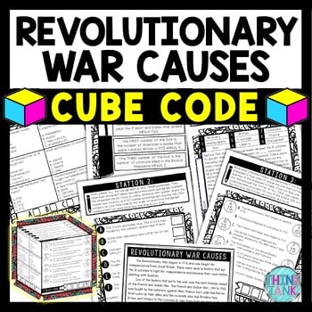 Causes of the Revolutionary War Cube Stations - Reading Comprehension Activity