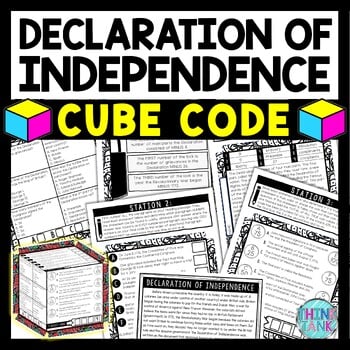 Declaration of Independence Cube Stations - Reading Comprehension Activity