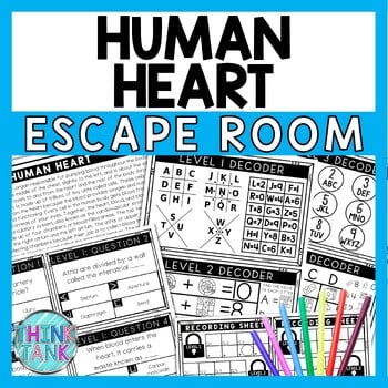 Human Heart Escape Room - Task Cards - Reading Comprehension