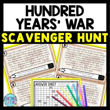 Hundred Years' War Scavenger Hunt Reading Comprehension Activity