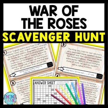 War of the Roses Scavenger Hunt Reading Comprehension Activity