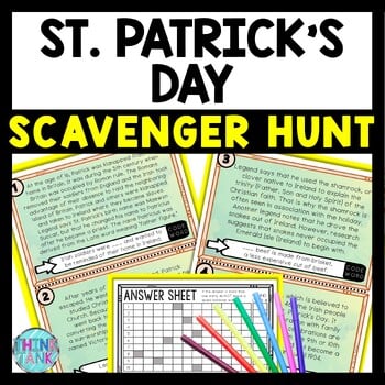 History of St. Patrick's Day Scavenger Hunt Reading Comprehension Activity