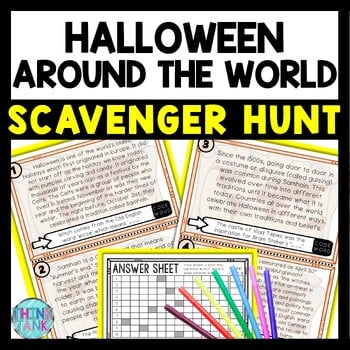 Halloween Around the World Scavenger Hunt Reading Comprehension Activity