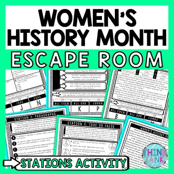 Women's History Month Escape Room Stations - Reading Comprehension Activity