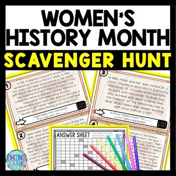 Women's History Month Scavenger Hunt Reading Comprehension Activity