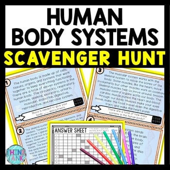 Human Body Systems Scavenger Hunt Reading Comprehension Activity