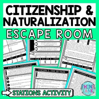 Citizenship Escape Room Stations - Reading Comprehension Activity