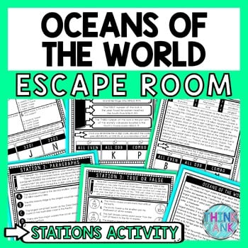 Oceans Escape Room Stations - Reading Comprehension Activity - Geography