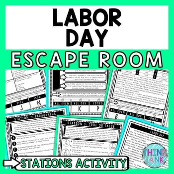 Labor Day Back to School Escape Room Stations - Reading Comprehension Activity
