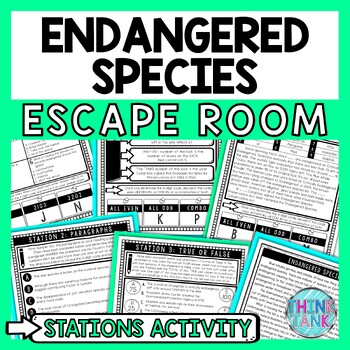Endangered Species Escape Room Stations - Reading Comprehension Activity