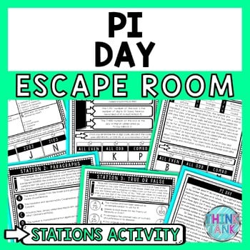 Pi Day Escape Room Stations - Reading Comprehension Activity - March 14
