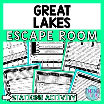Great Lakes Escape Room Stations - Reading Comprehension Activity - Geography